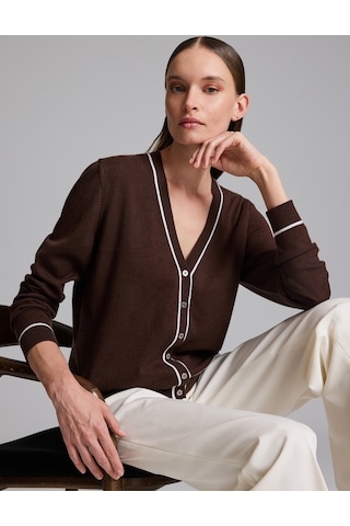 Pierre Cardin Kahverengi Slim Fit Basic Triko Hırka 50333949-vr029