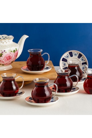 Perotti 17903 Laleli 12 Parça 6 Kişilik Çay Seti 210 Ml Renkli