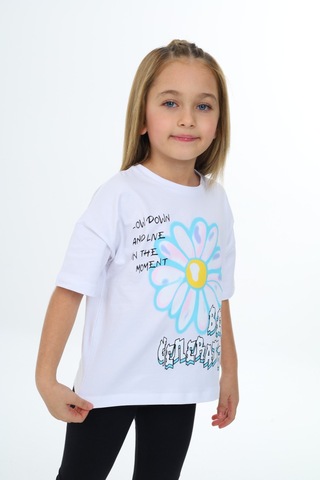 Toontoy Kids Toontoy Kız Çocuk Baskılı Tişört Beyaz