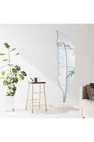 Gajeena Gümüş 3d Kanat Desenli Akrilik Ayna Duvar Stickerı - 120x30cm Büyük Boy - Banyo/entrance Dekorasyonu - Kolay Kurulum & Taşınabilir Gümüş