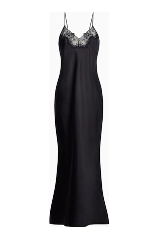 United Colors Of Benetton Because Of Alice Satin Lace Detail Camisole Maxi Dress Kadın Elbise Siyah
