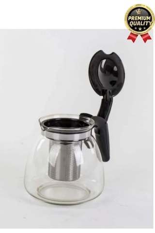 Özel Üretim Isıya Dayanıklı Bitki Çayı Şeffaf Büyük Çelik Süzgeçli Cam Çaydanlık Demlik 1.1 Litre Çok Renkli