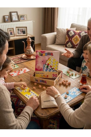 Eğlenceli Tombala 2-12 Kişilik 90 Adet Taşlı Tombala Eşleştirme Aile Kutu Oyunu Seti