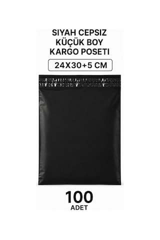 Northcity Siyah Cepsiz Küçük Boy Kargo Poşeti 24x30+5 Cm 100 Adet