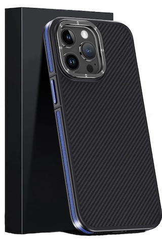 Cosmotex Joko İphone 15 Pro Kılıf Aramid 600d Kevlar Karbon Fiber Magsafe Kapak - Lacivert