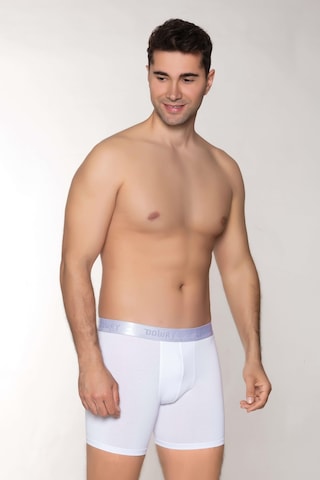 Dowry Erkek Modal Boxer Logo Lastikli Uzun Beyaz Beyaz