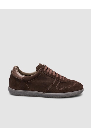 %100 Hakiki Süet Deri Kahverengi Kadın Sneaker Kahverengi