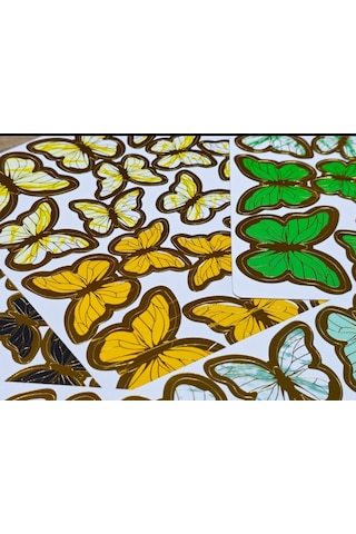 Sticker Plastik Kelebek 21li Tek Mavi-beyaz Mavi-beyaz