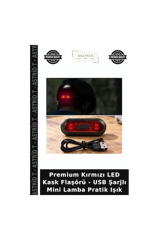 Premium Kırmızı Led Kask Flaşörü - Usb Şarjlı Mini Lamba Pratik Işık