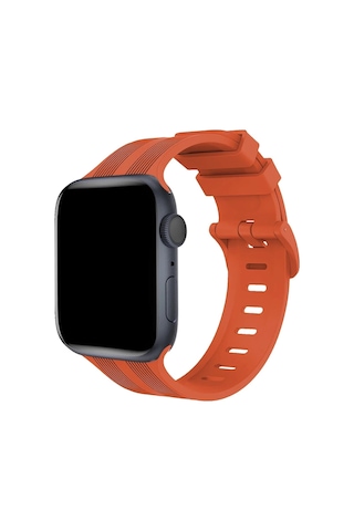 Newface Apple Uyumlu Watch 38mm Kr408 Çizgili Silikon Kordon Semeglbl - 2 - Turuncu