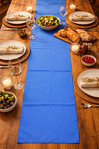 Dekoratif Bohem Runner - Yemek Masası Ve Salon Konsol Örtüsü 50x150 Cm Göl Mavisi