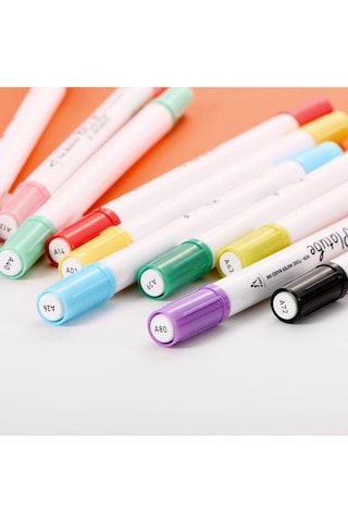Platube 60'li Brush Pen Çift Taraf Marker Kalem Seti Bullet Jurnal Mandala Eskiz Boyama Seti