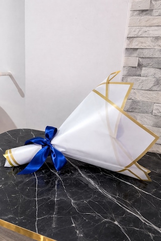Mavi Aynalı Gül Buketi Çiçek Saks Mavi