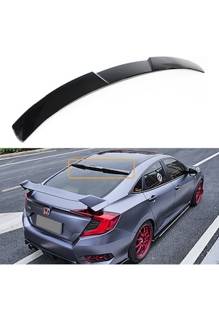 Honda Civic Fc5 2016+ Rs Cam Üstü Abs Plastik Spoiler Parlak Siya