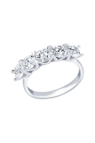 Diamond Line - Gülaylar - Beyaz Altın 8 Ayar Beştaş Yüzük