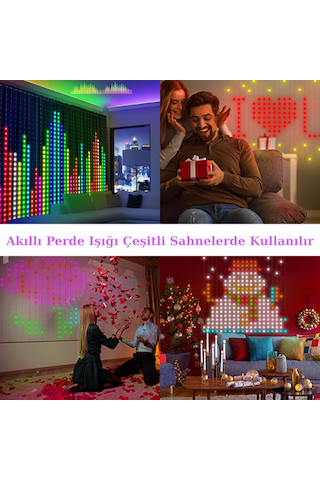Rgb Akıllı Perde Işıkları 400 Led Işıklı Uzaktan Kumanda Hediye