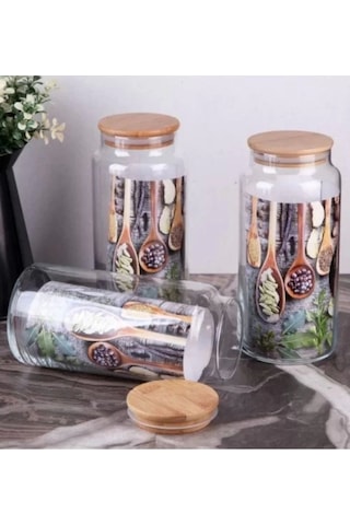 Gönül Gnl2737 Bambu Kapaklı Cam Kavanoz 1100 Cc 1 Adet Şeffaf