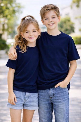 Zuzunga Unisex Basic Kısa Kollu Çocuk T-shirt Lacivert