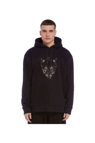 Kurt Wolf Geyik Animal Baskılı Siyah Erkek Örme Sweatshirt (531004878)