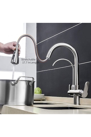 Fleko Arıtmalı Spiralli Pull-out Mutfak Bataryası Krom
