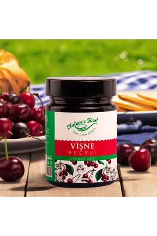 Vişne Reçeli Premium Series 400gr Cam Şişe %65 Vişne Doğal İçerik Doğal Tat, Nature's Food