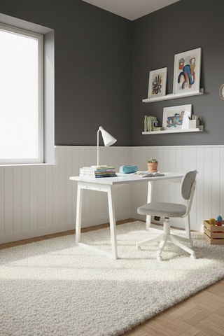 Vilinze Biga Çalışma Ofis Masası Ve Deniz Çalışma Ofis Sandalyesi Set - 60x120 Cm Kırçıllı Gri