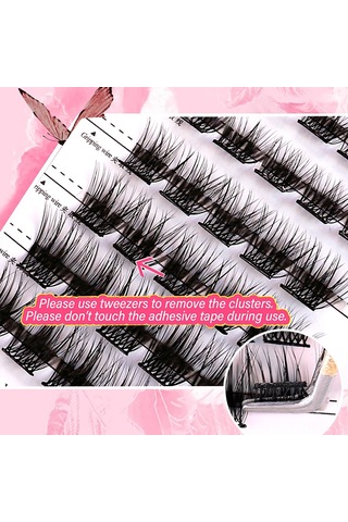 Fosenze Z'lraqı Beauty Yapıştırıcısız Yapay Kirpikler, Doğal Ve Dolgun, 10mm+12mm+14mm, 30 Adet, Cımbız Hediyeli Gümüş