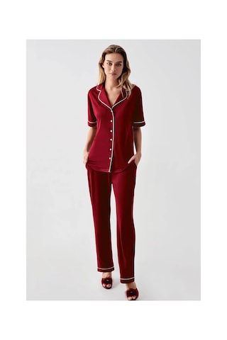Moda Dua Freshness 324 Kadın 4'lü Sabahlıklı Şorlu Pijama Takımı bordo