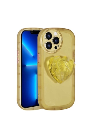 Apple Uyumlu iPhone 13 Pro Max Kılıf Kamera Korumalı Pop Soketli Renkli Zore Ofro Kapak Sarı