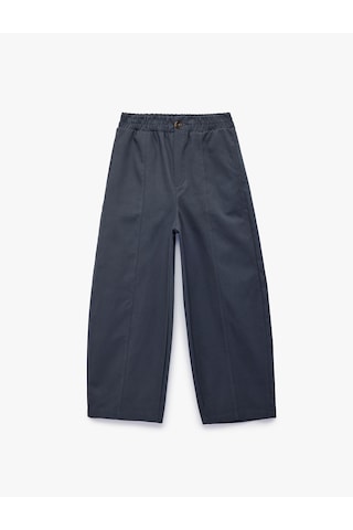 Koton Pamuklu Beli Lastikli Oversize Gabardin Pantolon Mavi 7wkb40014tw