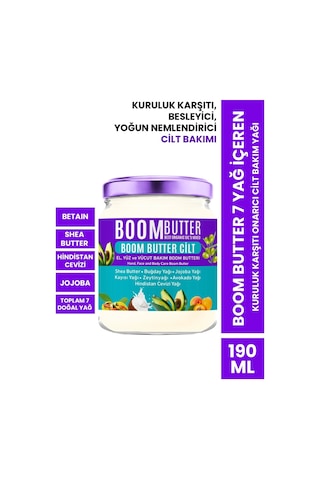 Boom Butter 7 Yağ İçeren Kuruluk Karşıtı Onarıcı Cilt Bakım Yağı  190 ML
