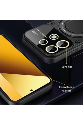 Xiaomi Redmi Note 13 4g Kılıf Joy Lens Standlı Kapak - Mor Düz Renkli