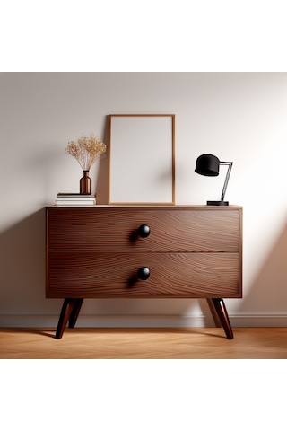 Doğal Ahşap 2 Çekmeceli Komodin 1. Sınıf Masif Maun Ağacı 60cm X