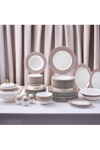 Aryıldız Majestic 60 Parça 12 Kişilik Yemek Takımı Beyaz - Gold