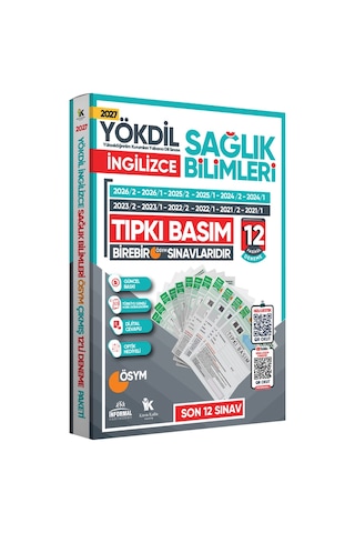 2027 YÖKDİL İngilizce SAĞLIK BİLİMLERİ ÖSYM Çıkmış Soru Tıpkı Basım Paket Deneme 12li Türkiye Geneli
