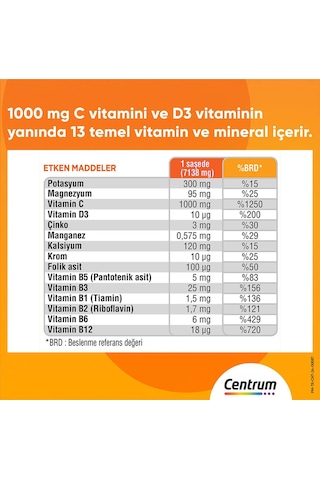 Centrum Immunity Vitamin C Max 2 x 14 Şase + Çanta