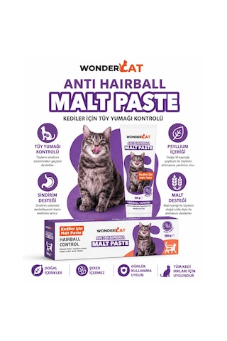Wondercat Anti-hairball Tüy Yumağı Engelleyici Kedi Malt Macunu 100 Gr