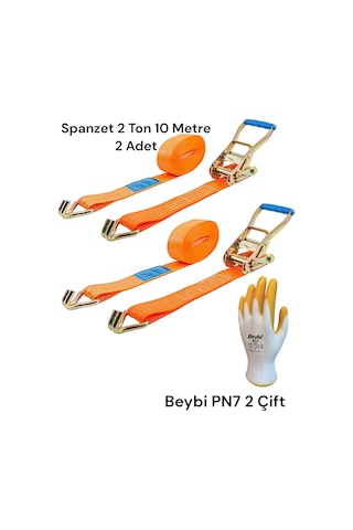 Yük Spanzet 2 Ton 10 Metre 2 Adet Beybi Pn7 Eldiven 2 Çift