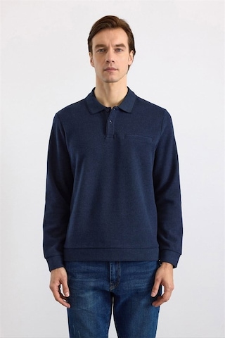 Süvari Lacivert Regular Düz Polo Yaka Sweatshirt Ssw2013700002-m09
