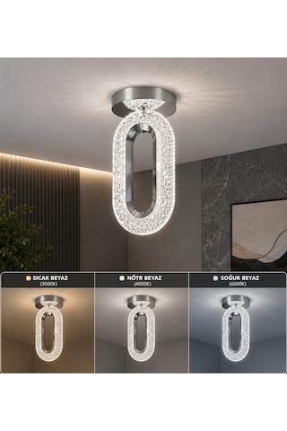 Serra Plafonyer Avize 3 Renk Led Isıklı Modern Avize Gümüş Serra Plafonyer Avize 3 Renk Led Isıklı Modern Avize Gümüş