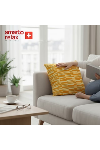 Smarto Relax Içi Dolgulu Kırlent 45x45 Cm Kare Salon & Berjer Kırlenti - Smr-kır-020 Beyaz - Sarı