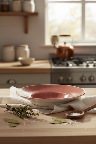 6 Lı 26 Cm Rosa Desenli Porselen Makarna Tabağı Şık Sunum Ve Servis Tabağı Krem
