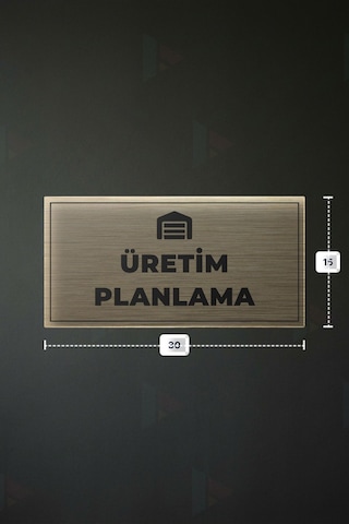 Üretım Planlama Yazılı - Metal - Gold Renk - Kapı İsimliği - 30x15 Cm