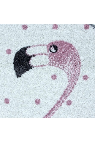 Flamingo Yıldız Desenli Çocuk Odası Halısı Pembe Gri Beyaz Renkli Halı Gri - Pembe