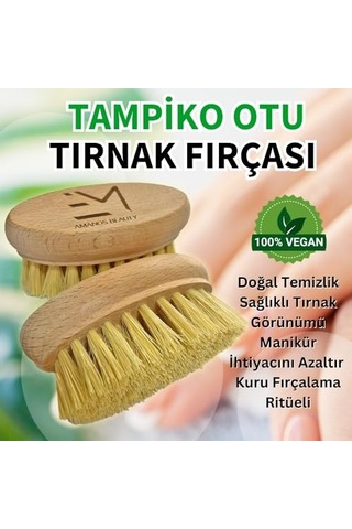 %100 Vegan Tampiko Otu Tırnak Fırçası Doğal Temizlik Sağlıklı Tırnak Görünümü Kuru Fırçalama Ritüeli