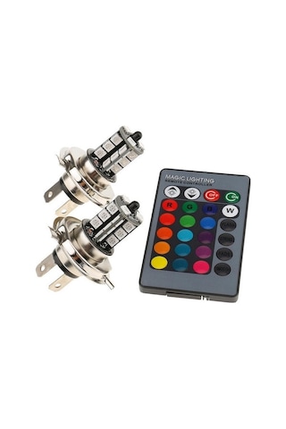 Dianziye H4 Tipi Rgb Led Fari Seti - 27smd Işıklı, Kumandalı Ve Çarpıcı Renkli, 2 Adet Fari + Kumanda Dahil