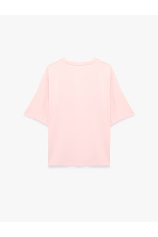 Koton Pamuklu Kısa Kollu Bisiklet Yaka Oversize Basic Tişört Pembe 6sak50364ek Gül