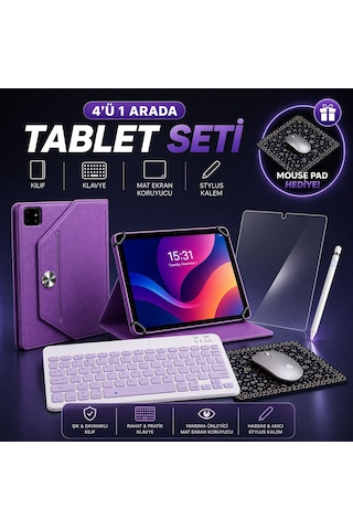 ÜCRETSİZ KARGO Samsung Galaxy Tab A11 Uyumlu 4 Lü Tablet Seti Klavye + Kılıf + Kalem (0) SÜPER 1.499 TL