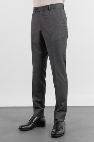 İmza Siyah - Antrasit Yan Cep Kendinden Desenli Slim Fit Esnek Classic Pantolon 1003255178