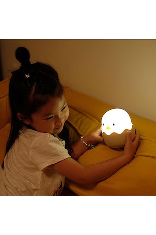 Çocuklar için Civciv Tasarımlı Silikonlu USB Şarj Edilebilir LED Gece Lambası Çok Renkli